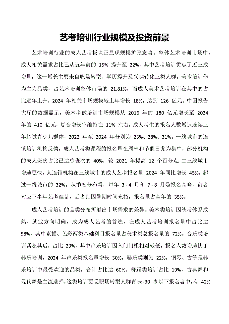 艺考培训行业规模及投资前景_第1页