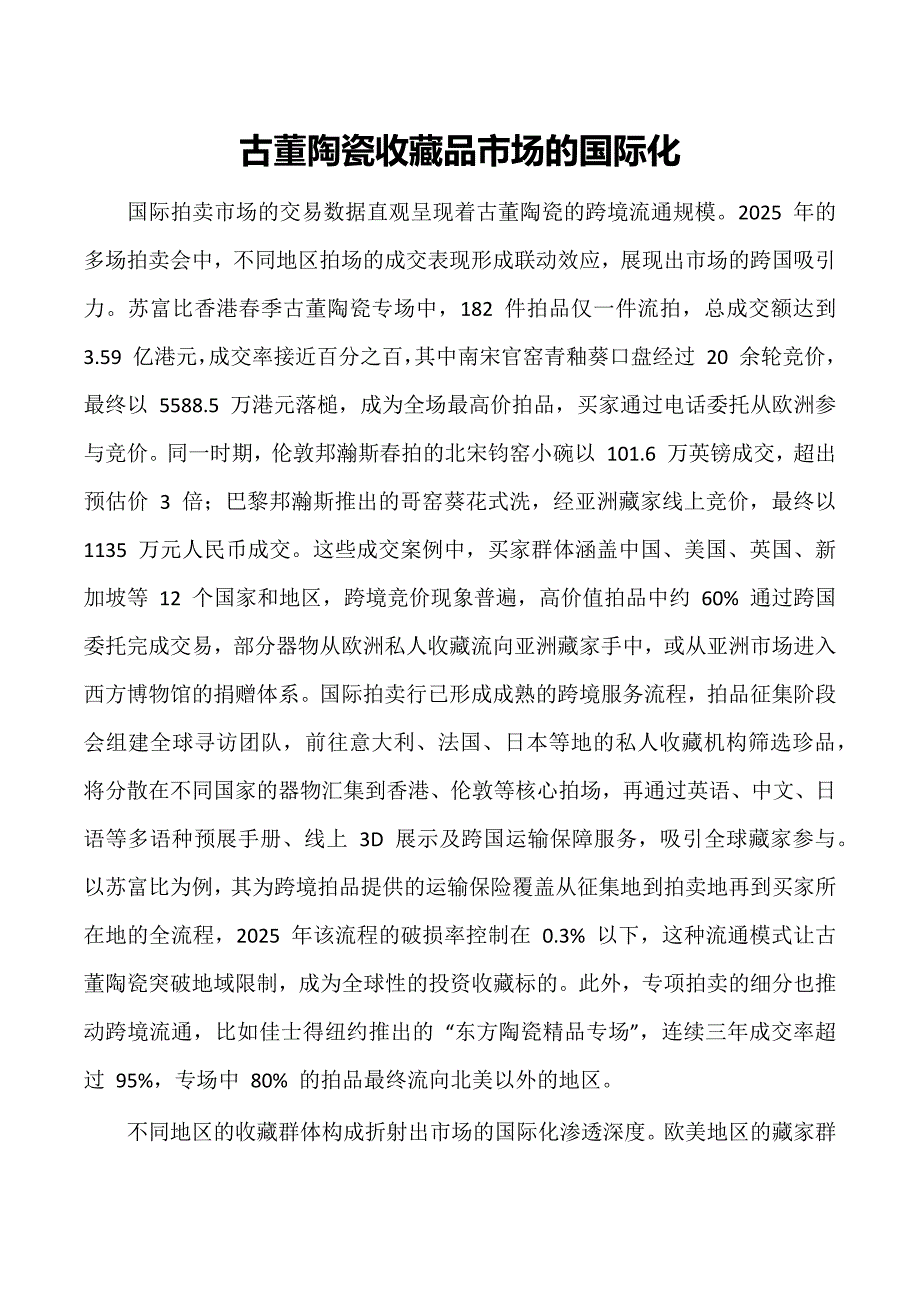 古董陶瓷收藏品市场的国际化_第1页