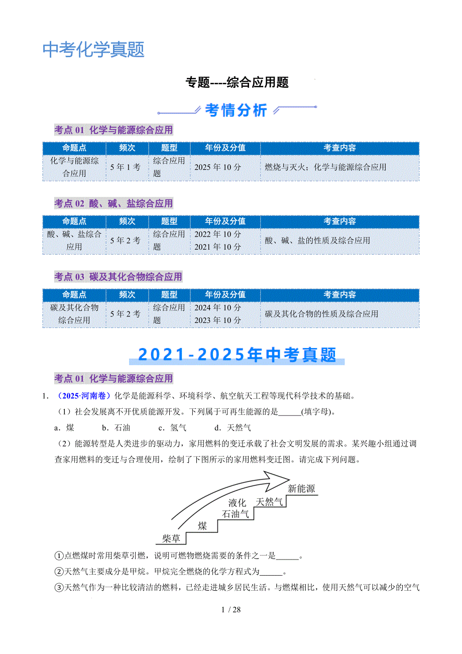 中考化学真题分类汇编综合应用题（解析版）_第1页