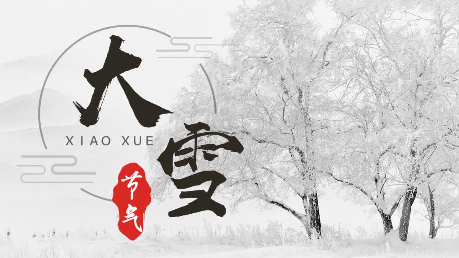 银装素裹的雪景背景大雪节气介绍PPT模板课件_第1页
