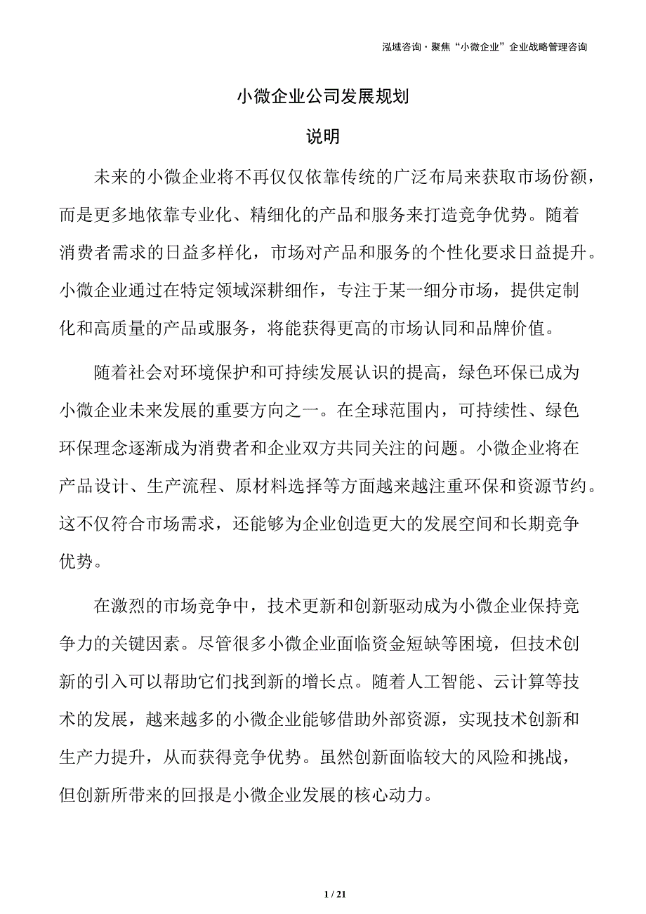 小微企业公司发展规划_第1页