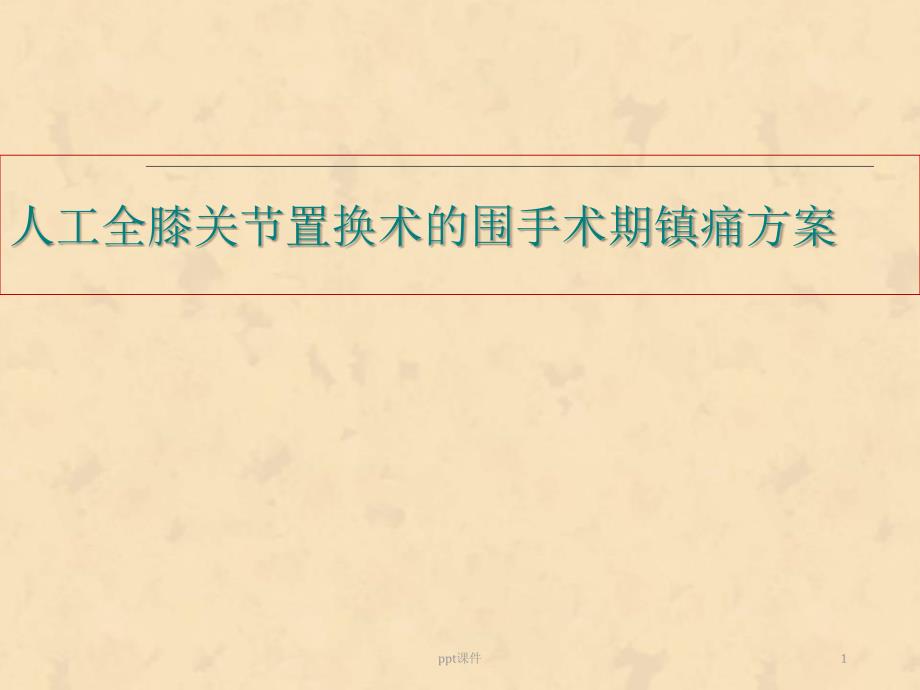 人工全膝关节置换术的围手术期镇痛方案--课件_第1页