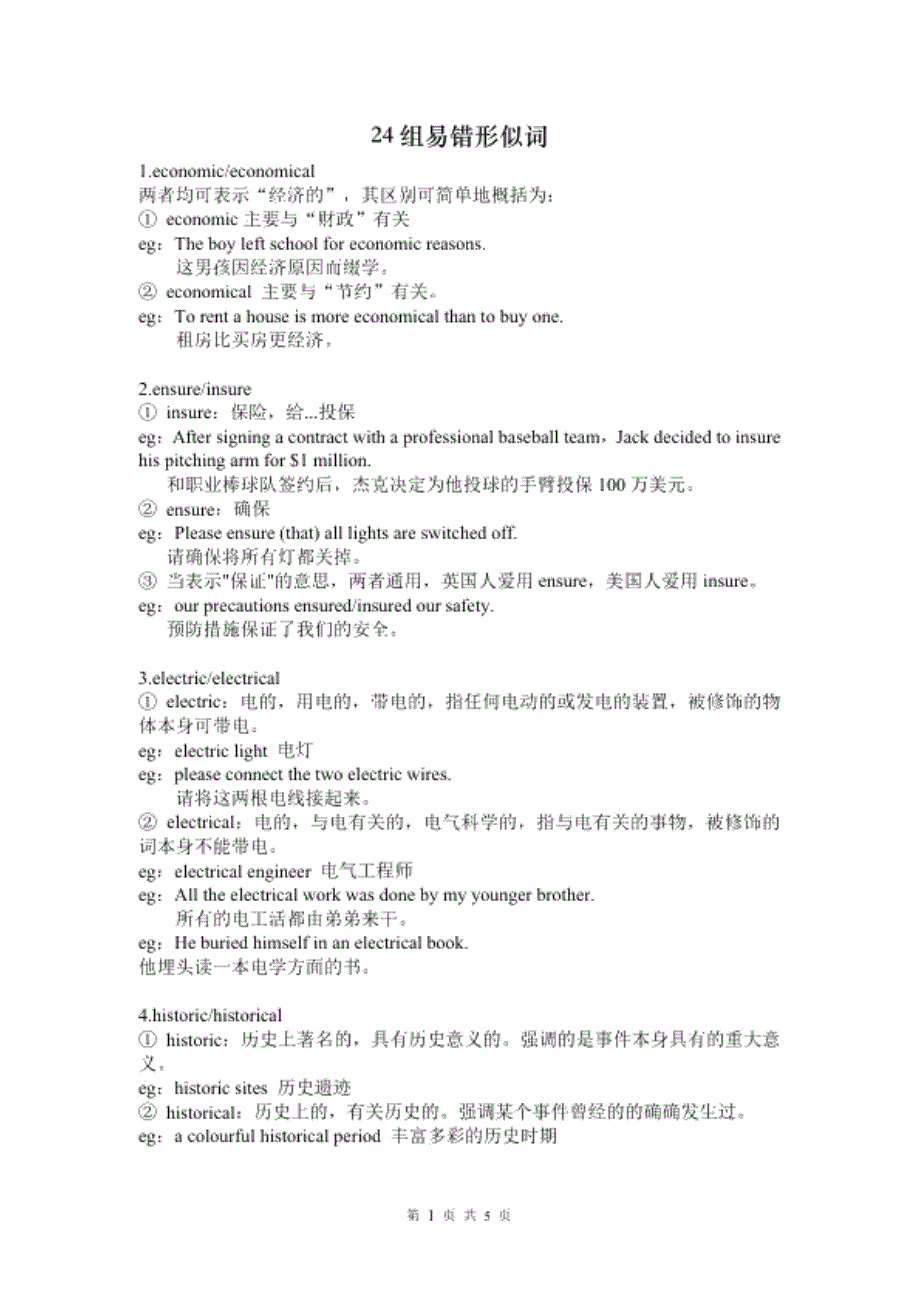 四六级英语备考-24组易错形似词_2025_第1页