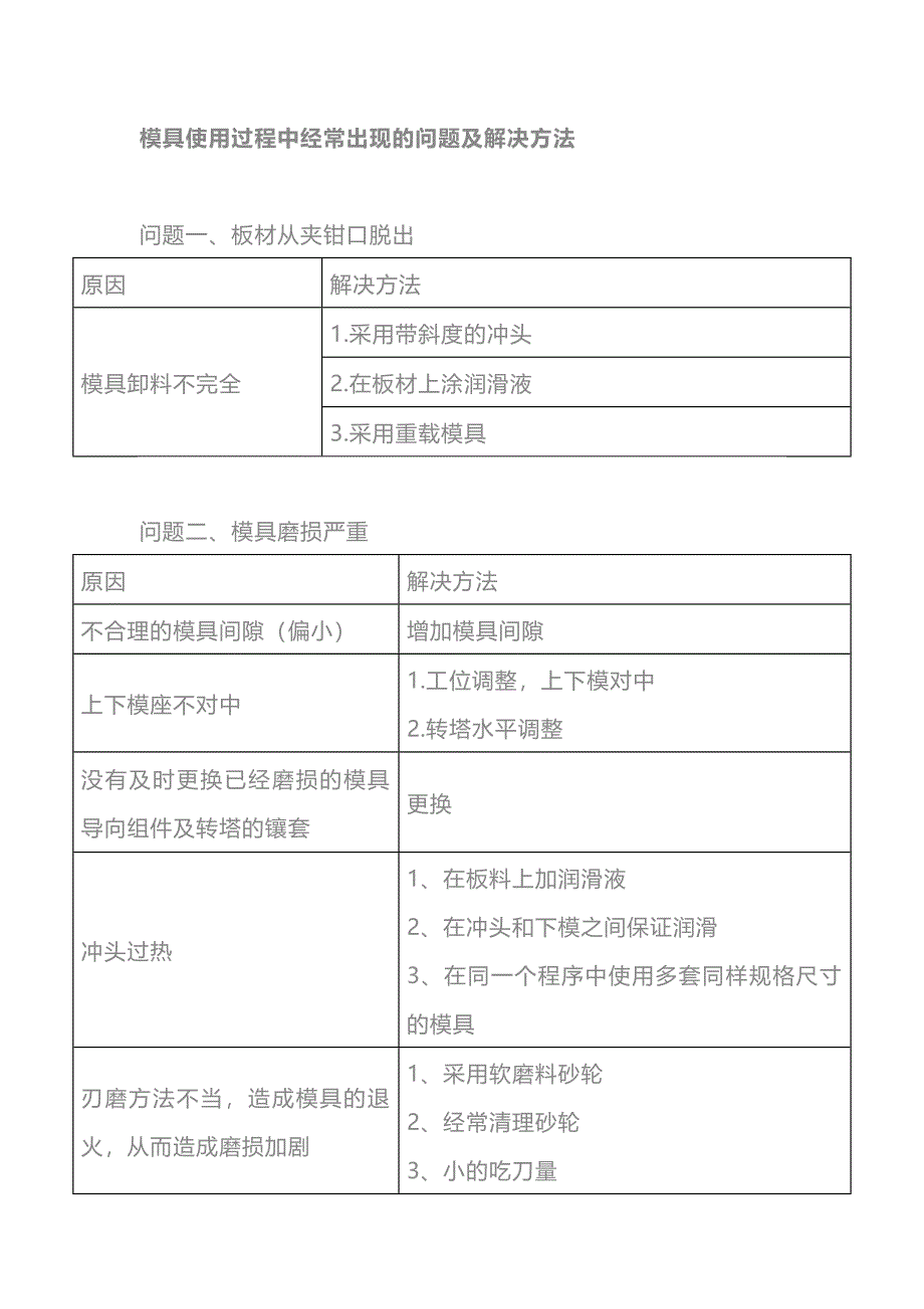 模具使用过程中经常出现的问题及解决方法_第1页