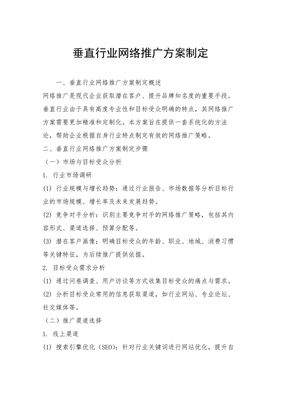 垂直行业网络推广方案制定_第1页