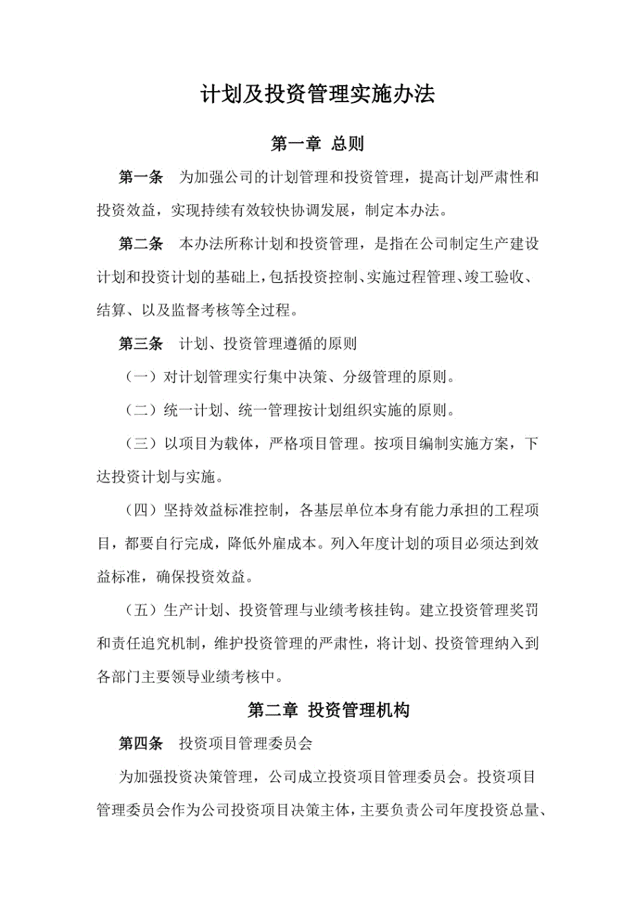 计划及投资管理实施办法_第1页