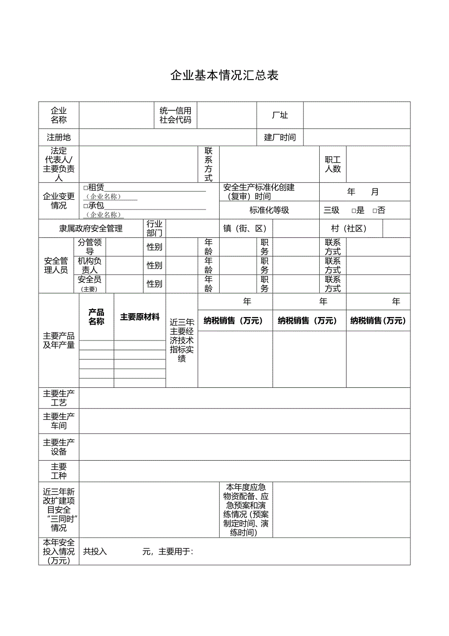 企业基本情况汇总表模板_第1页